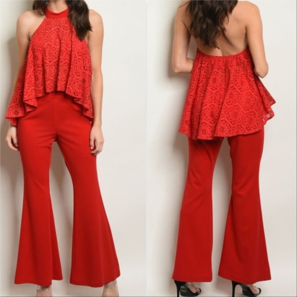 Pants Top Set Chic Red Set 2 Piece Set - Picture 4 of 5